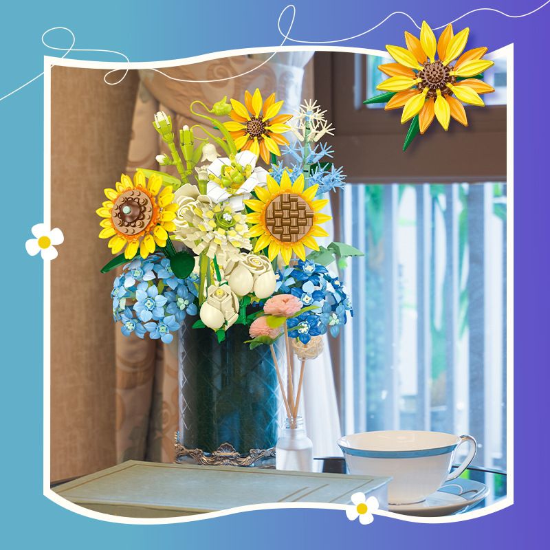 JIESTAR JJ9196 9196 HOA HƯỚNG DƯƠNG CẦM bộ đồ chơi xếp lắp ráp ghép mô hình Creator SUNFLOWER BOUQUET Sáng Tạo 1124 khối