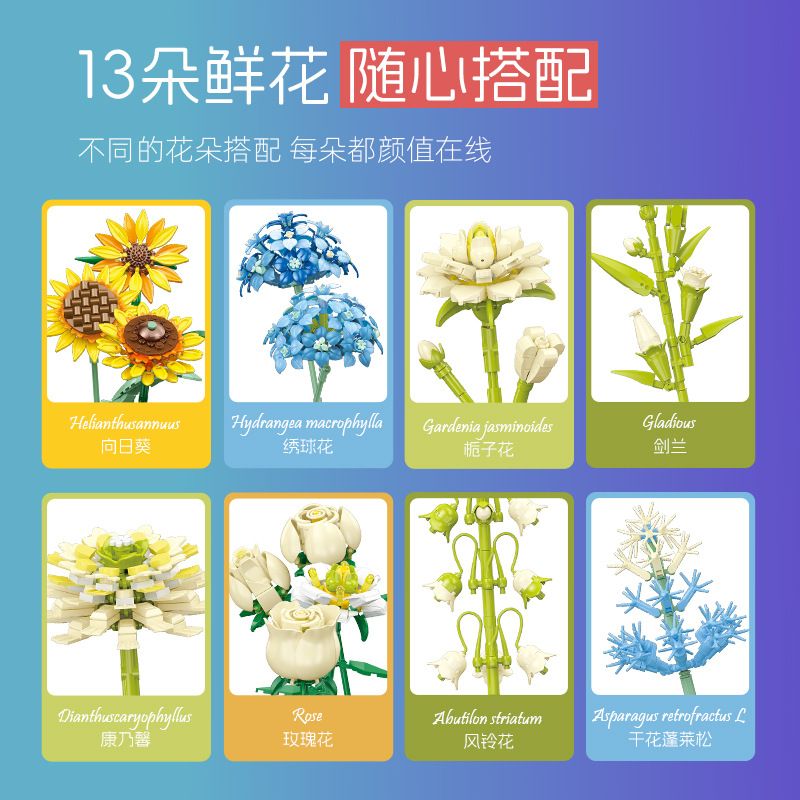 JIESTAR JJ9196 9196 HOA HƯỚNG DƯƠNG CẦM bộ đồ chơi xếp lắp ráp ghép mô hình Creator SUNFLOWER BOUQUET Sáng Tạo 1124 khối