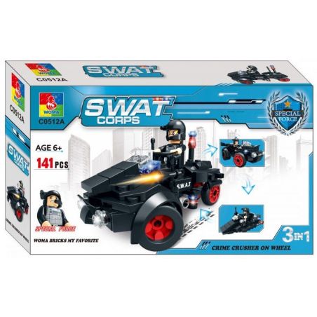 WOMA C0512A 0512A Xếp hình kiểu  SWAT SPECIAL FORCE SWAT Motorcycles Mô Tô 4 Bánh Lính đặc Nhiệm 141 khối