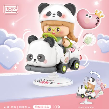 LOZ 4307 PANDA LẮC XE bộ đồ chơi xếp lắp ráp ghép mô hình Creator Sáng Tạo 188 khối