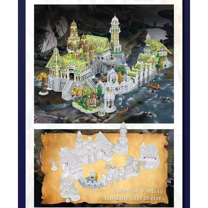 BAKA TECHNOLOGY 33239 LORD OF THE RINGS HÀNH LANG THẦN KỲ THUNG LŨNG ELF bộ đồ chơi xếp lắp ráp ghép mô hình The Lord Of The Rings CORRIDOR OF WONDER Chúa Nhẫn 2052 khối