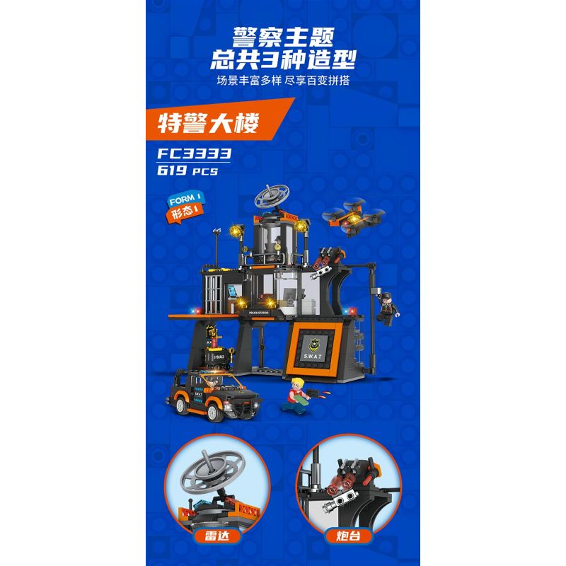 FORANGE FC3333 3333 XÂY DỰNG SWAT bộ đồ chơi xếp lắp ráp ghép mô hình City Thành Phố 619 khối