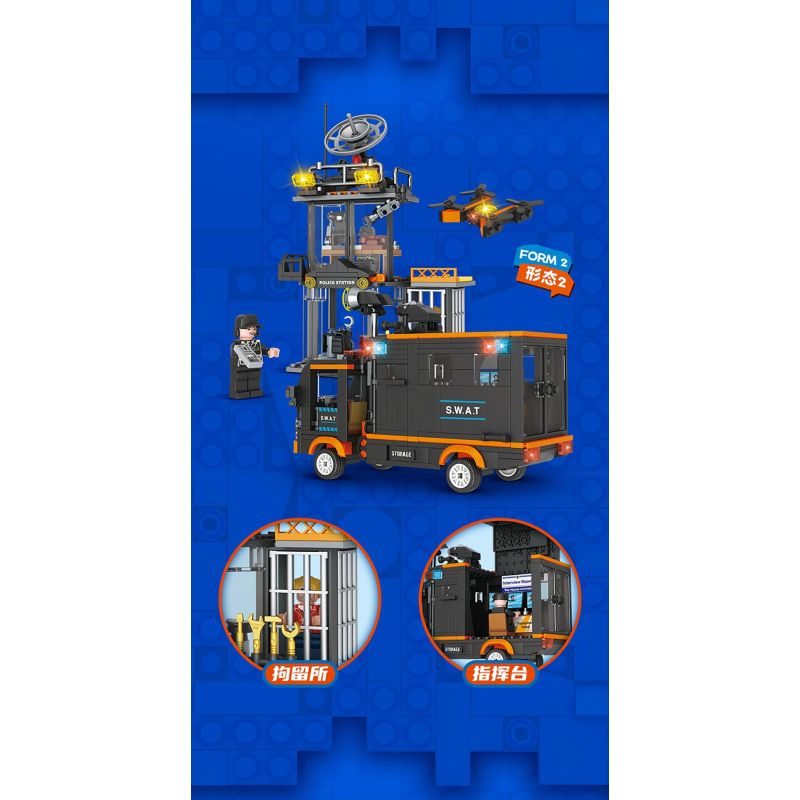 FORANGE FC3333 3333 XÂY DỰNG SWAT bộ đồ chơi xếp lắp ráp ghép mô hình City Thành Phố 619 khối