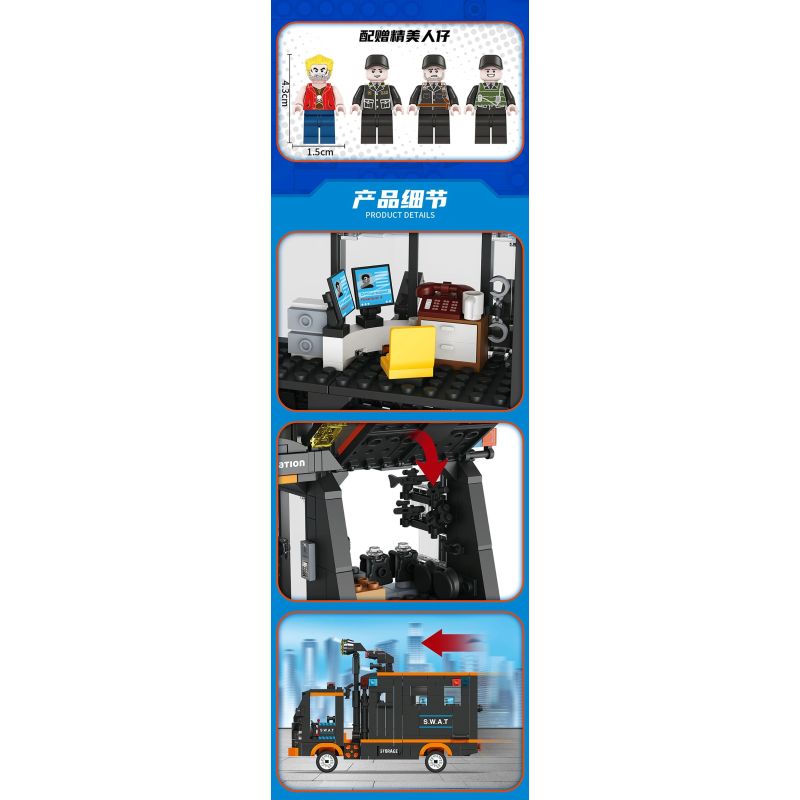 FORANGE FC3333 3333 XÂY DỰNG SWAT bộ đồ chơi xếp lắp ráp ghép mô hình City Thành Phố 619 khối