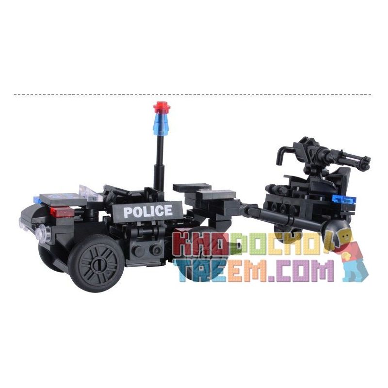 WOMA C0512B 0512B Xếp hình kiểu  SWAT SPECIAL FORCE SWAT 3 In 1 Sidecar Mô Tô 3 Bánh Lính đặc Nhiệm 143 khối