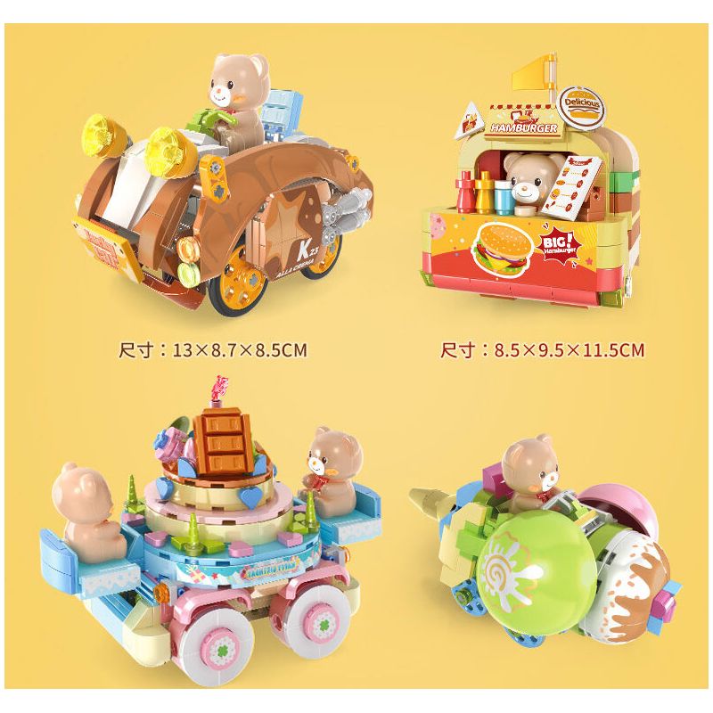 KAIDO KD99049 99049 KEM GẤU CROISSANT bộ đồ chơi xếp lắp ráp ghép mô hình