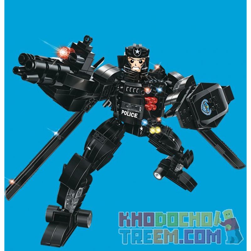 WOMA C0537 0537 Xếp hình kiểu  SWAT SPECIAL FORCE SWAT Helicopter Robot Fighter Robot Trực Thăng 2 Trong 1 Đội Đặc Nhiệm Mỹ 773 khối