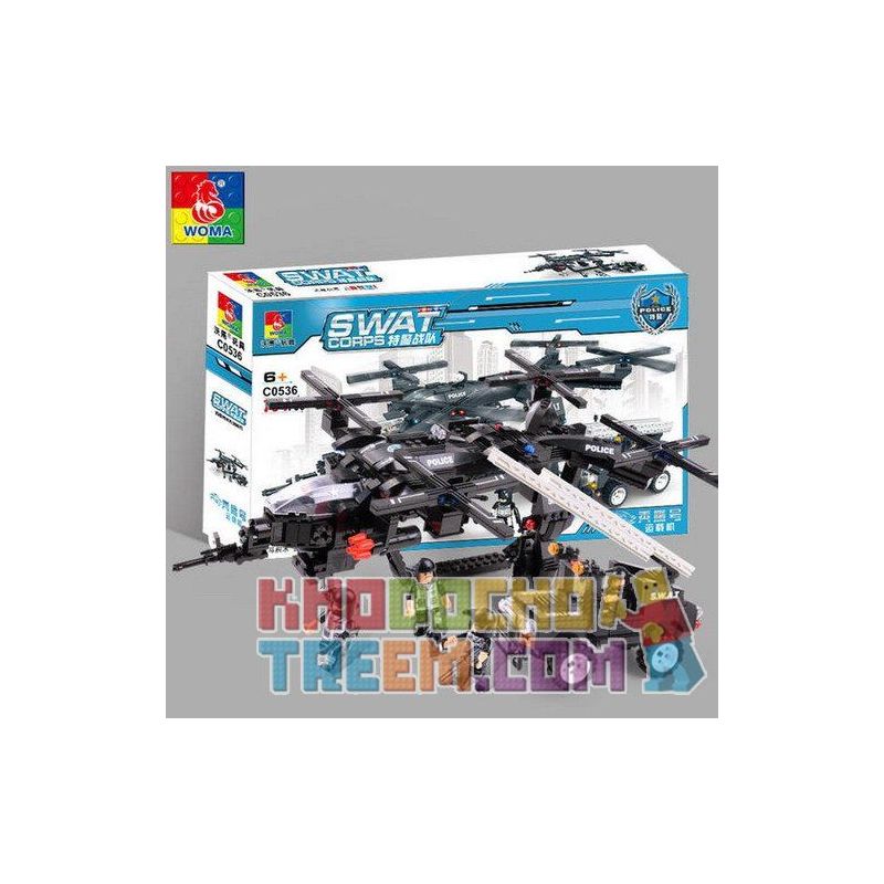 WOMA C0536 0536 Xếp hình kiểu  SWAT SPECIAL FORCE SWAT Carrier Trực Thăng Vận Tải Cẩu ô Tô đặc Nhiệm 784 khối