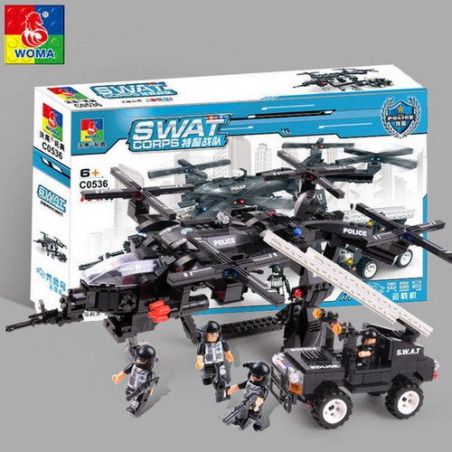 WOMA C0536 0536 Xếp hình kiểu  SWAT SPECIAL FORCE SWAT Carrier Trực Thăng Vận Tải Cẩu ô Tô đặc Nhiệm 784 khối