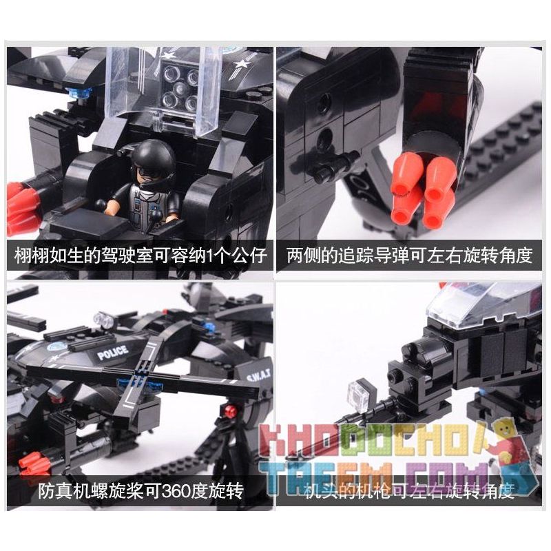 WOMA C0536 0536 Xếp hình kiểu  SWAT SPECIAL FORCE SWAT Carrier Trực Thăng Vận Tải Cẩu ô Tô đặc Nhiệm 784 khối