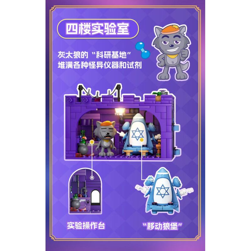 WEKKI 518200 DÊ DỄ CHỊU VÀ CON SÓI LỚN MỘT LÂU ĐÀI bộ đồ chơi xếp lắp ráp ghép mô hình Movie & Game WOLFFY'S CASTLE Phim Và Trò Chơi