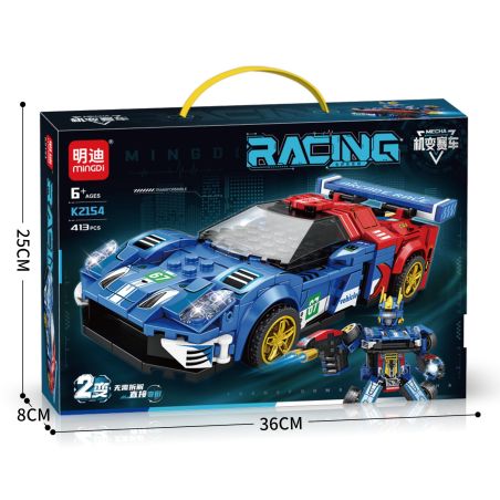MINGDI LEIBAO K2154 2154 ĐUA XE CƠ HỌC FORD GT TRỰC TIẾP bộ đồ chơi xếp lắp ráp ghép mô hình 413 khối