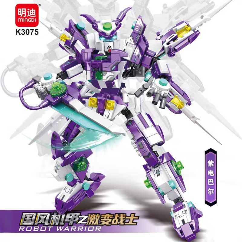 MINGDI LEIBAO K3075 3075 PHONG CÁCH TRUNG QUỐC MECHA TĂNG CƯỜNG CHIẾN BINH THANH LIGHTNING MÀU TÍM bộ đồ chơi xếp lắp ráp ghép mô hình Architecture Công Trình Kiến Trúc 525 khối