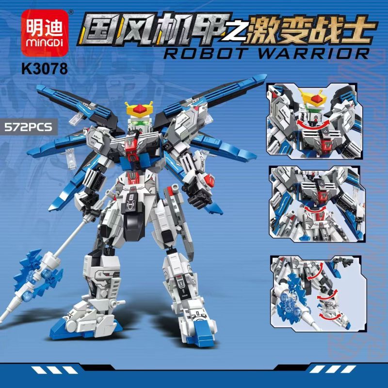 MINGDI LEIBAO K3078 3078 PHONG CÁCH TRUNG QUỐC CHIẾN BINH CẢM HỨNG MECHA WARLIVER NẾN MÀU XANH bộ đồ chơi xếp lắp ráp ghép mô hình Architecture Công Trình Kiến Trúc 572 khối