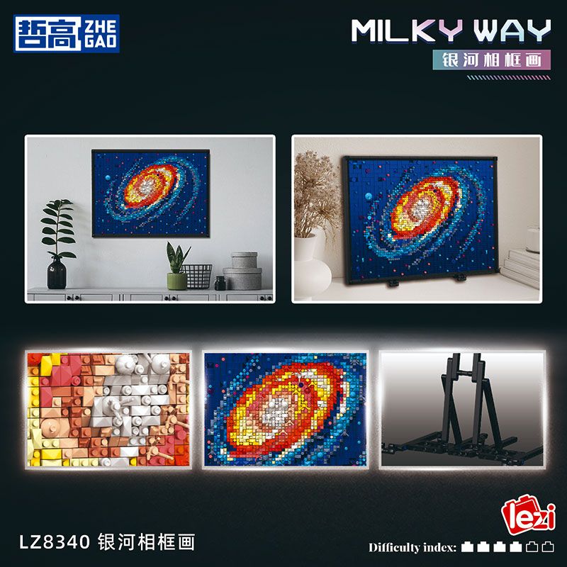 ZHEGAO LZ8340 8340 BỨC TRANH KHUNG ẢNH THIÊN HÀ bộ đồ chơi xếp lắp ráp ghép mô hình Art MILKY WAY 2438 khối