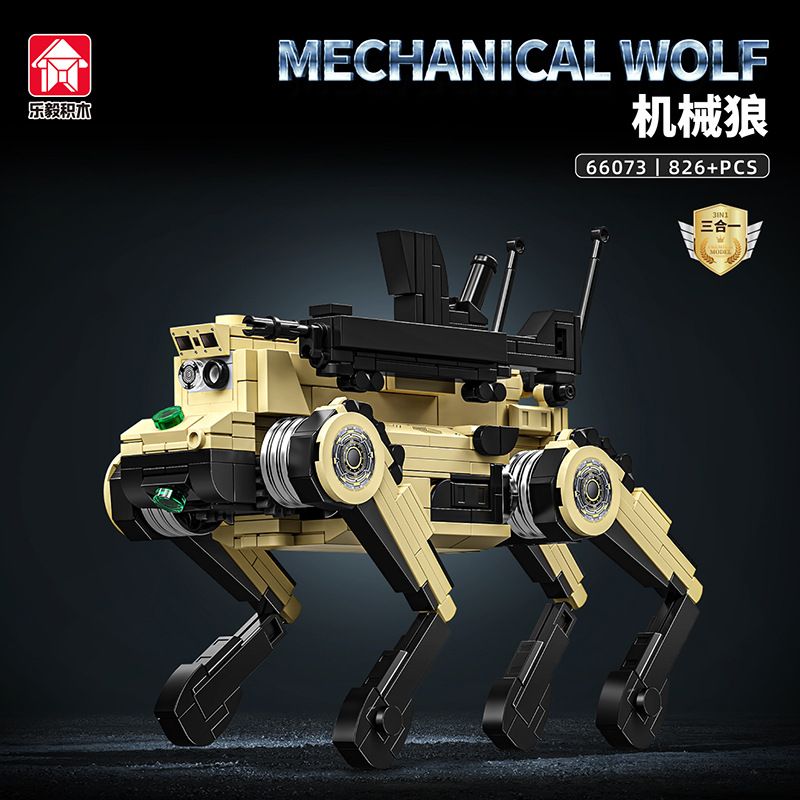 LE YI 66073 SÓI CƠ KHÍ bộ đồ chơi xếp lắp ráp ghép mô hình MECHANICAL WOLF 826 khối