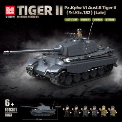 QuanGuan 100301 Quan Guan 100301 TIGER II TANK HẠNG NẶNG (LOẠI MỚI NHẤT) bộ đồ chơi xếp lắp ráp ghép mô hình Military Army PZ.KPFW VI AUSF.B TIGER II(SD.KFZ.182) LATE Quân Sự Bộ Đội 1563 khối