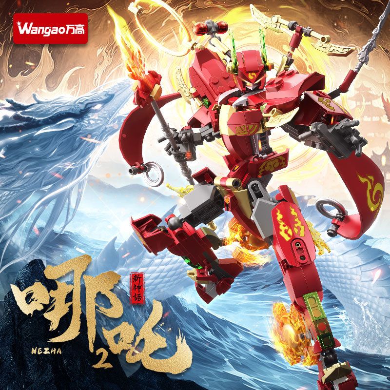 WANGAO 188048 HUYỀN THOẠI MỚI NEZHA 2 MECHA bộ đồ chơi xếp lắp ráp ghép mô hình 340 khối