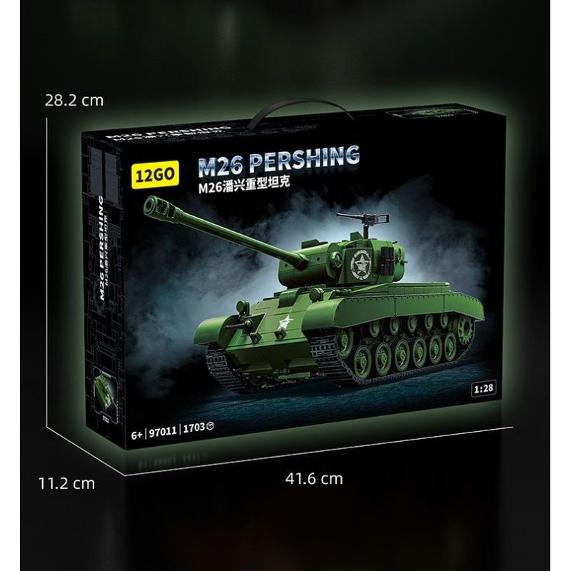 12GO 97011 M26 PERS BREATH BỂ NẶNG tỷ lệ 1:28 bộ đồ chơi xếp lắp ráp ghép mô hình Military Army M26 PERSHING Quân Sự Bộ Đội 1703 khối