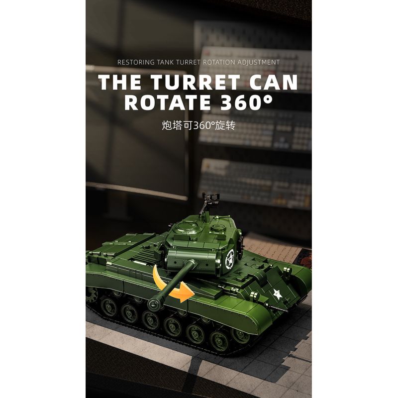 12GO 97011 M26 PERS BREATH BỂ NẶNG tỷ lệ 1:28 bộ đồ chơi xếp lắp ráp ghép mô hình Military Army M26 PERSHING Quân Sự Bộ Đội 1703 khối