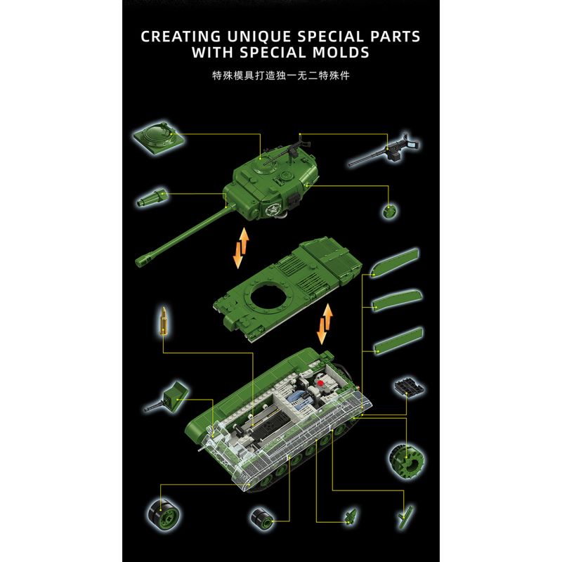 12GO 97011 M26 PERS BREATH BỂ NẶNG tỷ lệ 1:28 bộ đồ chơi xếp lắp ráp ghép mô hình Military Army M26 PERSHING Quân Sự Bộ Đội 1703 khối