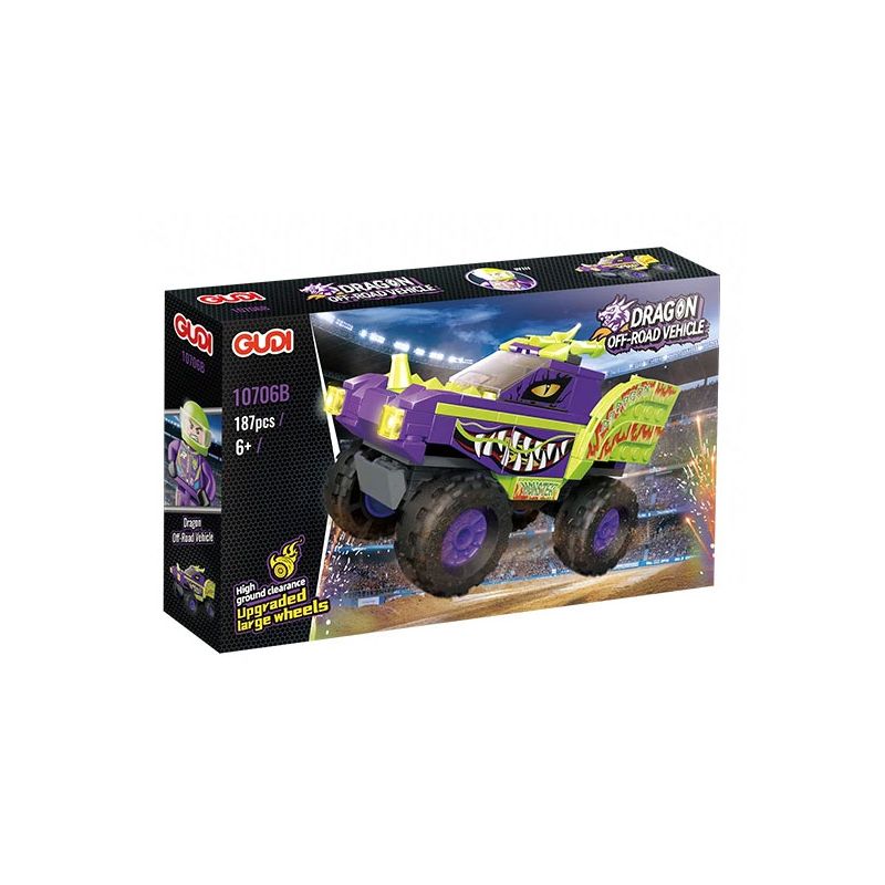 GUDI 10706A 10706B 10706C 10706D MONSTER OFF-ROAD XE 4 MÔ HÌNH KHỦNG LONG DRAGON HOUND MAD SHARK ĐỊA bộ đồ chơi xếp lắp ráp ghép mô hình City OFF-ROAD VEHICLE Thành Phố 736 khối