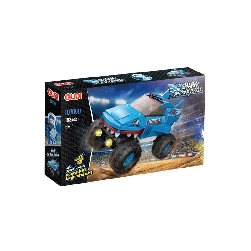 GUDI 10706A 10706B 10706C 10706D MONSTER OFF-ROAD XE 4 MÔ HÌNH KHỦNG LONG DRAGON HOUND MAD SHARK ĐỊA bộ đồ chơi xếp lắp ráp ghép mô hình City OFF-ROAD VEHICLE Thành Phố 736 khối