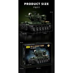 12GO 98003 BỂ NẶNG KV-2 bộ đồ chơi xếp lắp ráp ghép mô hình Military Army KV-2 HEAVY TANK Quân Sự Bộ Đội 2235 khối