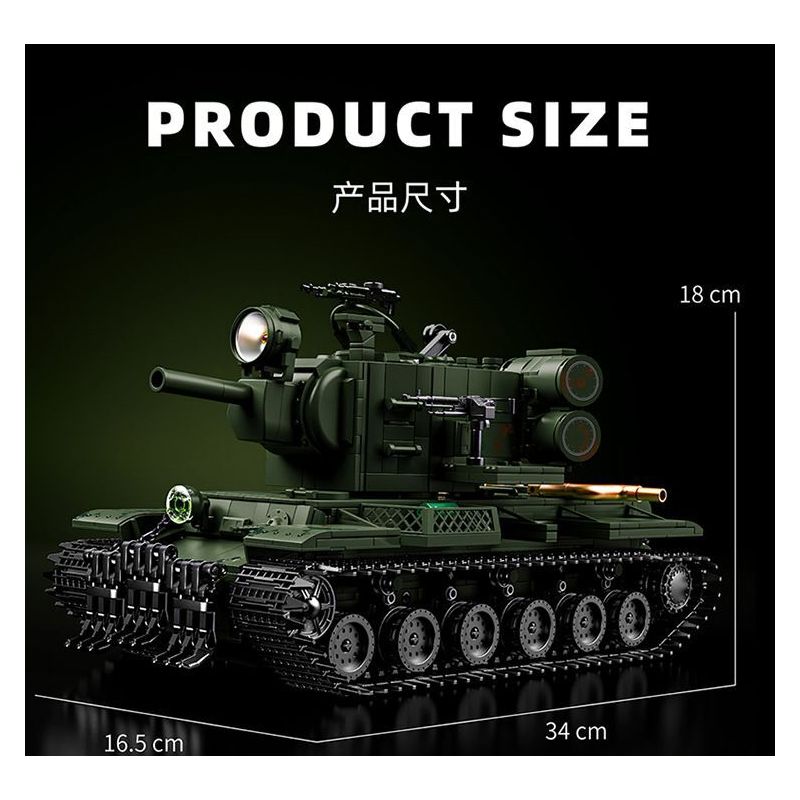 12GO 98003 BỂ NẶNG KV-2 bộ đồ chơi xếp lắp ráp ghép mô hình Military Army KV-2 HEAVY TANK Quân Sự Bộ Đội 2235 khối