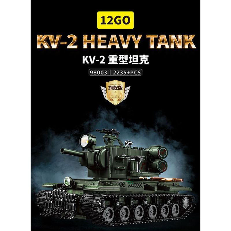 12GO 98003 BỂ NẶNG KV-2 bộ đồ chơi xếp lắp ráp ghép mô hình Military Army KV-2 HEAVY TANK Quân Sự Bộ Đội 2235 khối