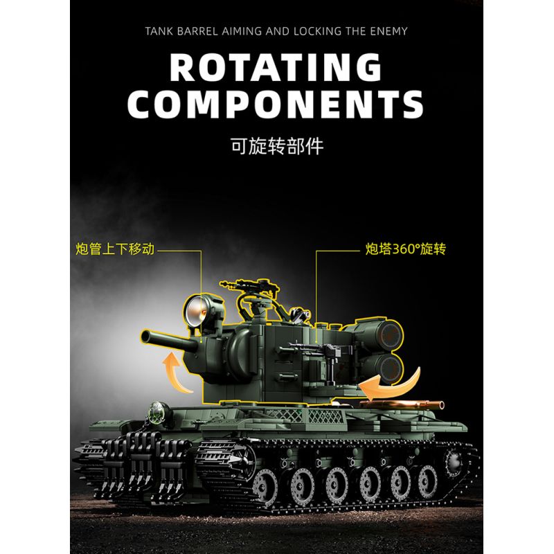 12GO 98003 BỂ NẶNG KV-2 bộ đồ chơi xếp lắp ráp ghép mô hình Military Army KV-2 HEAVY TANK Quân Sự Bộ Đội 2235 khối