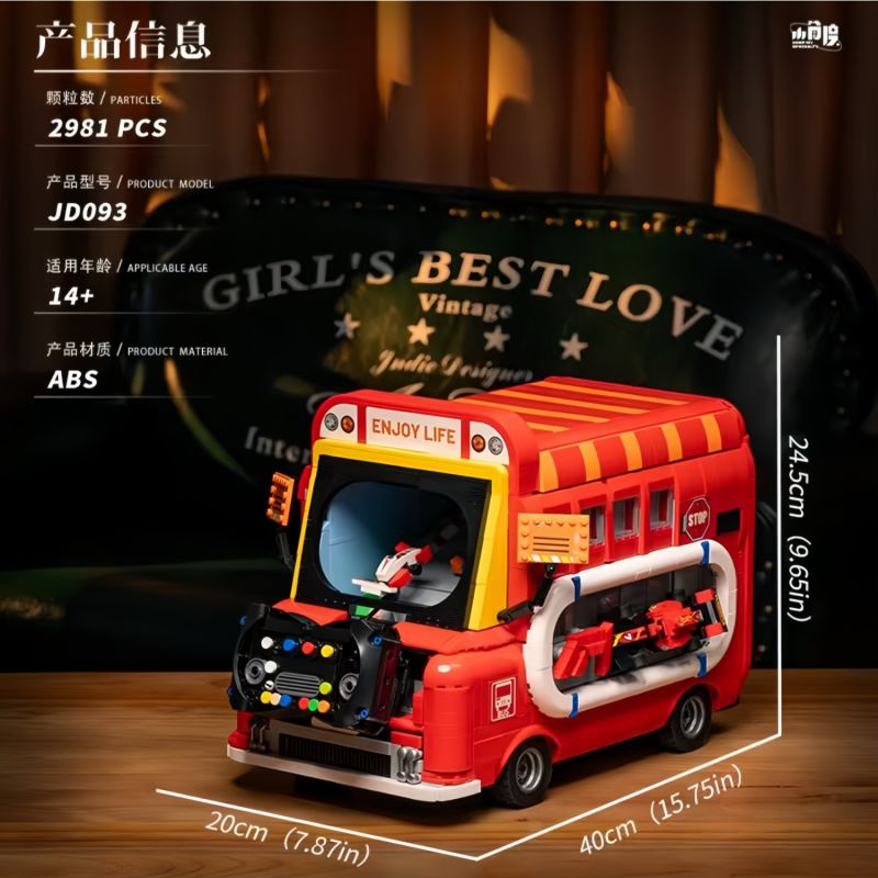 SMALL ANGLE JD093 SÂN CHƠI THÀNH PHỐ XE TRÒ RETRO bộ đồ chơi xếp lắp ráp ghép mô hình GAME CAR 2981 khối