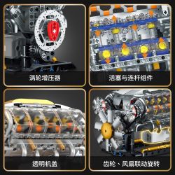 GOQI GQ-3053 3053 GQ3053 MÔ HÌNH ĐỘNG CƠ V8 bộ đồ chơi xếp lắp ráp ghép mô hình Technic V8 ENGINE Kỹ Thuật Công Nghệ Cao Mô Hình Phương Tiện 692 khối