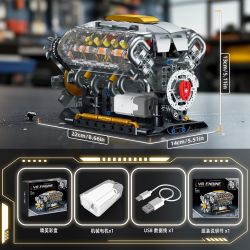 GOQI GQ-3053 3053 GQ3053 MÔ HÌNH ĐỘNG CƠ V8 bộ đồ chơi xếp lắp ráp ghép mô hình Technic V8 ENGINE Kỹ Thuật Công Nghệ Cao Mô Hình Phương Tiện 692 khối