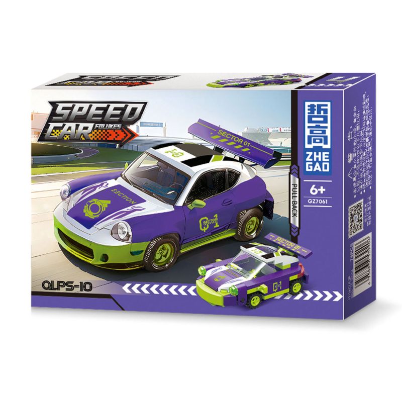 ZHEGAO GZ7061 7061 MINI BACK RIDER CAR MẪU 6 bộ đồ chơi xếp lắp ráp ghép mô hình Racers SPEED CAR FOLUKES Đua Tốc Độ 888 khối