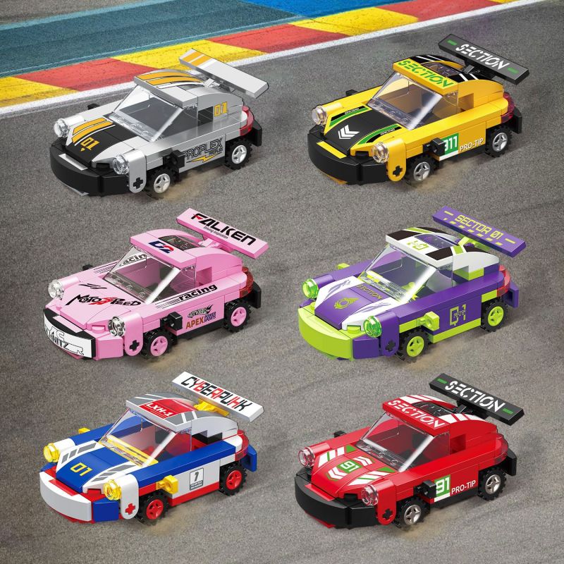 ZHEGAO GZ7061 7061 MINI BACK RIDER CAR MẪU 6 bộ đồ chơi xếp lắp ráp ghép mô hình Racers SPEED CAR FOLUKES Đua Tốc Độ 888 khối