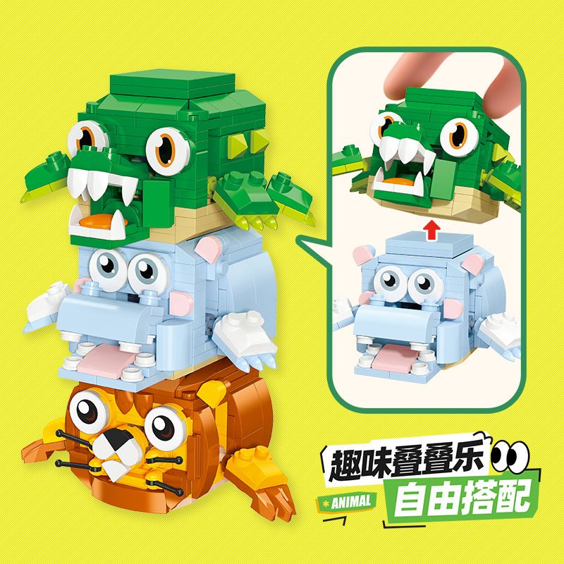 JIESTAR 59153 ĐỘNG VẬT XẾP CHỒNG THÚ VUI CÁ SẤU bộ đồ chơi xếp lắp ráp ghép mô hình 151 khối