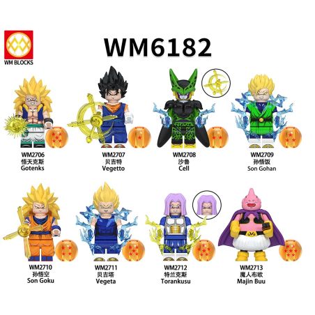 WM 2708 2709 2710 2711 2712 2713 6182 2706 2707 GẠCH BÓNG RỒNG 8 bộ đồ chơi xếp lắp ráp ghép mô hình Movie & Game DRAGON BALL Phim Và Trò Chơi
