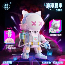 WEILE CREATION 3006 HỘP NHẠC XOAY TẦN SỐ LÃNG MẠN bộ đồ chơi xếp lắp ráp ghép mô hình ASTRONAUT 1069 khối