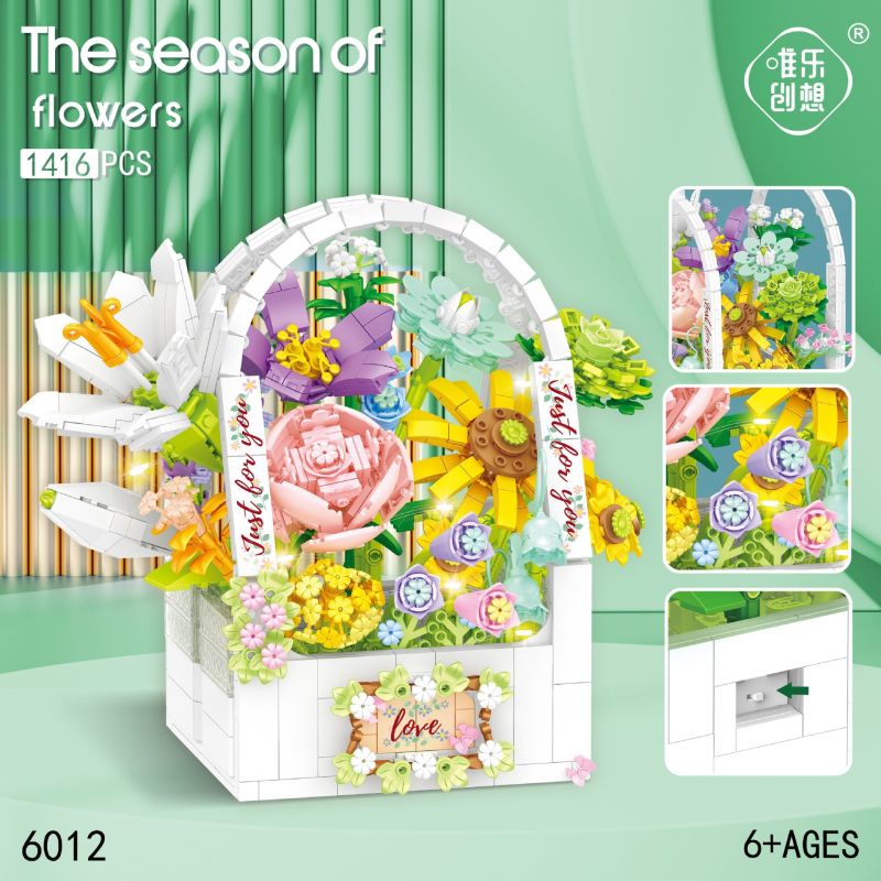 WEILE CREATION 6012 STAR LISHEYU FLOWER BASKET bộ đồ chơi xếp lắp ráp ghép mô hình Creator Sáng Tạo 1416 khối