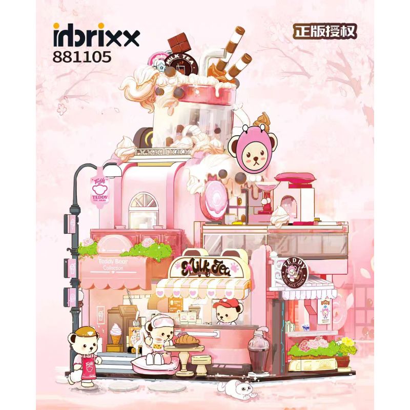 INBRIXX 881105 GẤU TEDDY CỬA HÀNG TRÀ SỮA YUANQI bộ đồ chơi xếp lắp ráp ghép mô hình TEDDY BEAR 1601 khối