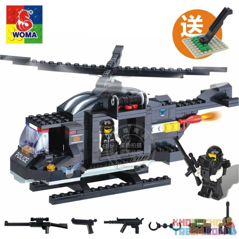 WOMA C9703 9703 Xếp hình kiểu  SWAT SPECIAL FORCE SWAT Helicopter Máy Bay Trực Thăng Lính đặc Nhiệm 214 khối