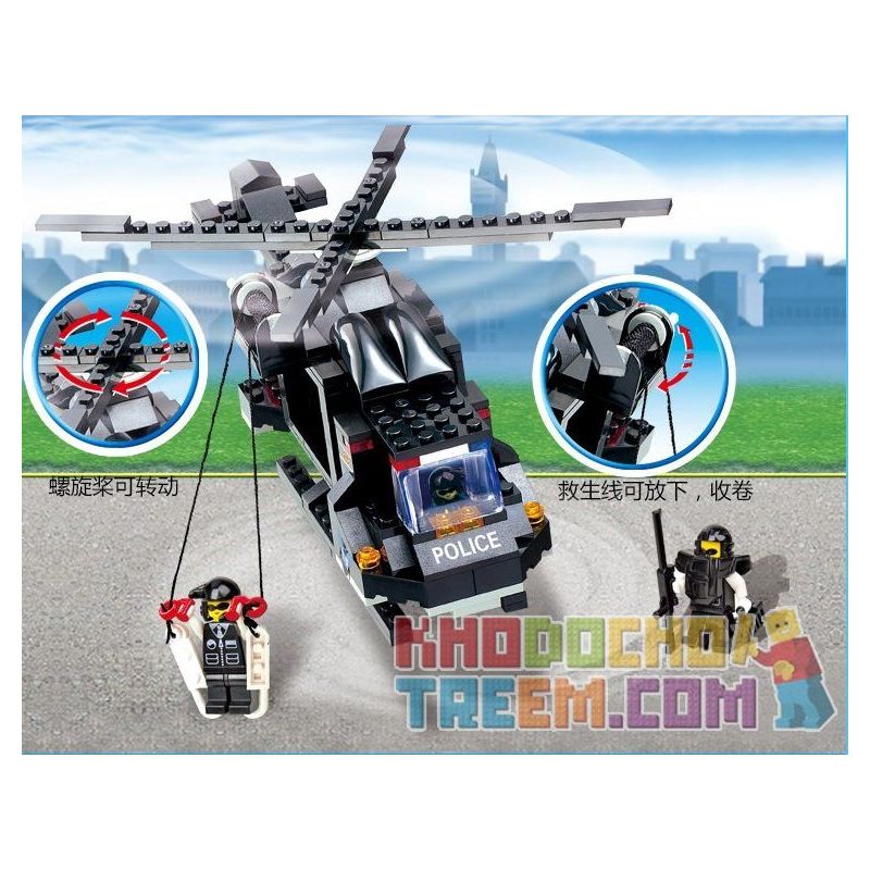 WOMA C9703 9703 Xếp hình kiểu  SWAT SPECIAL FORCE SWAT Helicopter Máy Bay Trực Thăng Lính đặc Nhiệm 214 khối