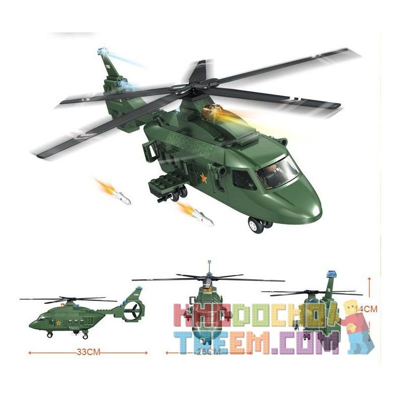 WOMA C0705 0705 Xếp hình kiểu  MILITARY ARMY Helicopter Trực Thăng 177 khối