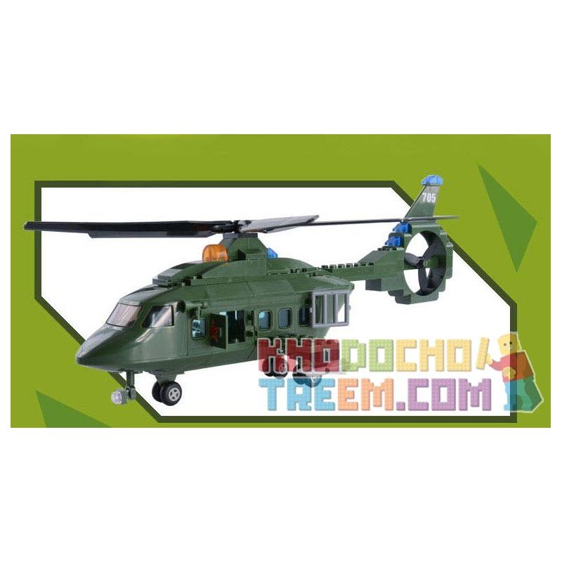 WOMA C0705 0705 Xếp hình kiểu  MILITARY ARMY Helicopter Trực Thăng 177 khối