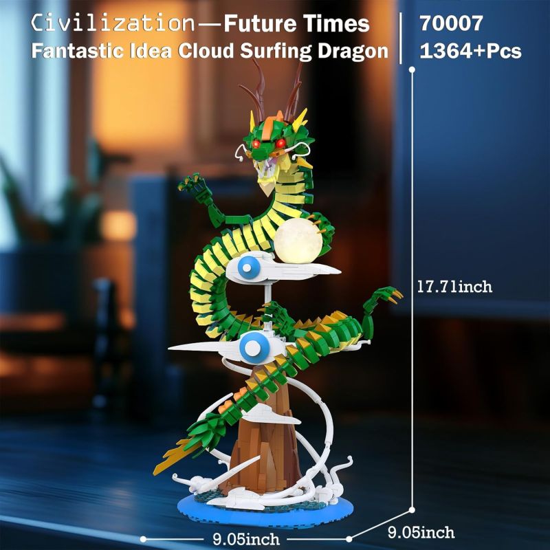 JMBRICKLAYER 70007 RỒNG THẦN THÁNH bộ đồ chơi xếp lắp ráp ghép mô hình FANTASTIC IDEA CLOUD SURFING DRAGON 1364 khối