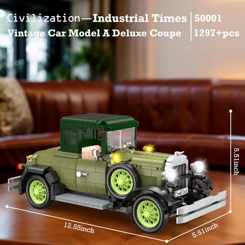 JMBRICKLAYER 50001 XE CỔ ĐIỂN bộ đồ chơi xếp lắp ráp ghép mô hình VINTAGE CAR MODEL DELUXE COUPE 1297 khối
