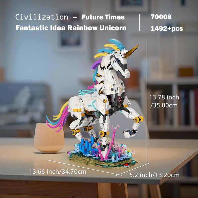 JMBRICKLAYER 70008 CẦU VỒNG KỲ LÂN bộ đồ chơi xếp lắp ráp ghép mô hình FANTASTIC IDEA RAINBOW UNICORN 1492 khối