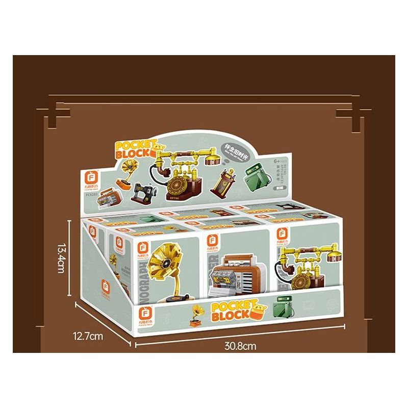 FORANGE FC8281 8281 6 THIẾT BỊ RETRO MÁY GHI ÂM ĐIỆN THOẠI GIẶT ĐỒNG HỒ CON LẮC MAY bộ đồ chơi xếp lắp ráp ghép mô hình 658 khối