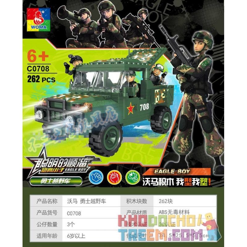 WOMA C0708 0708 Xếp hình kiểu  MILITARY ARMY SUV Ô Tô SUV 262 khối